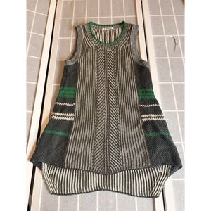Cabi Sleeveless Sweater Womens Small Gray Green Cream Gardencore Knit Tank Top